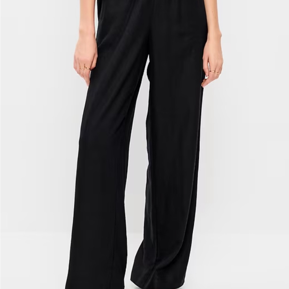 Old Navy Black Wide-Leg Satin Pants